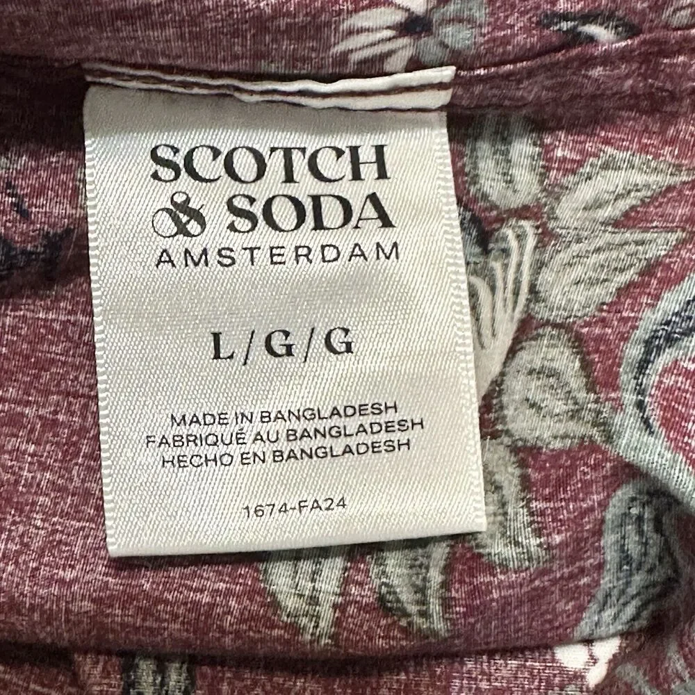 Scotch and Soda Shirt Mens Size Large Long Sleeve Button Up Wine Tapestry Print - Picture 11 of 13